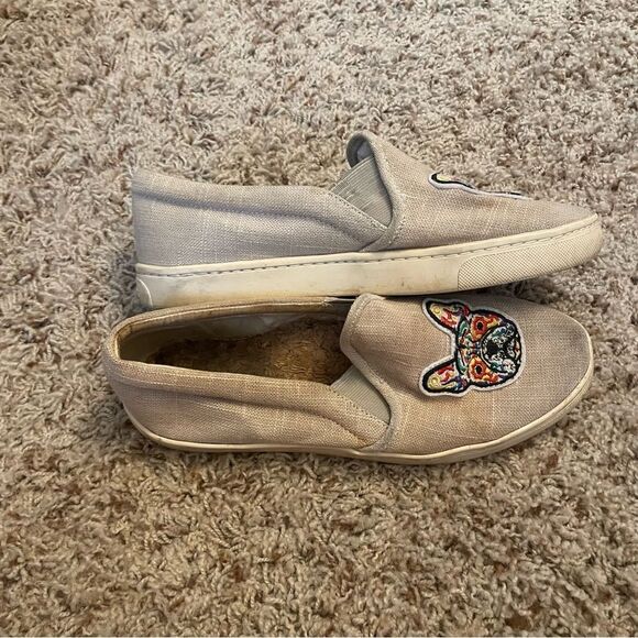Soludos Frenchie Embroidered Beige Slip On Canvas Shoes size 8 - Picture 5 of 5